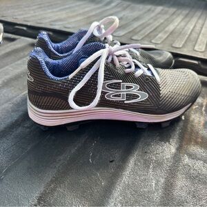 Boombah Women's Size 8.5 Molded‎ Cleats Black/Blue Glitter